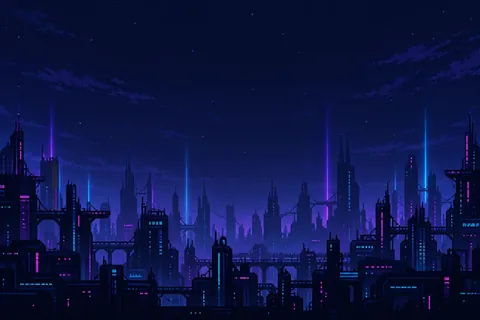 トピック:ネオンドライブの電脳都市ステージ背景