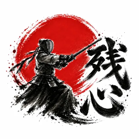 剣道コマンドバトル「残心」の公式タイトルイラスト
